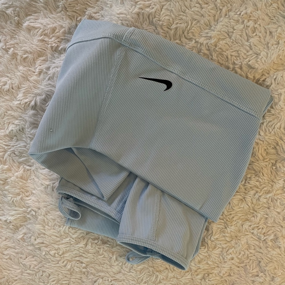Nike Train-Hem Ribbed Blue Leggings